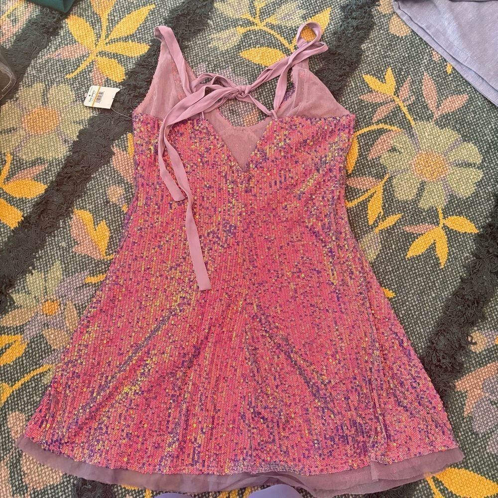 NWT Free People Gold Rush Mini Dress Purple Sequin Small - Picture 5 of 9